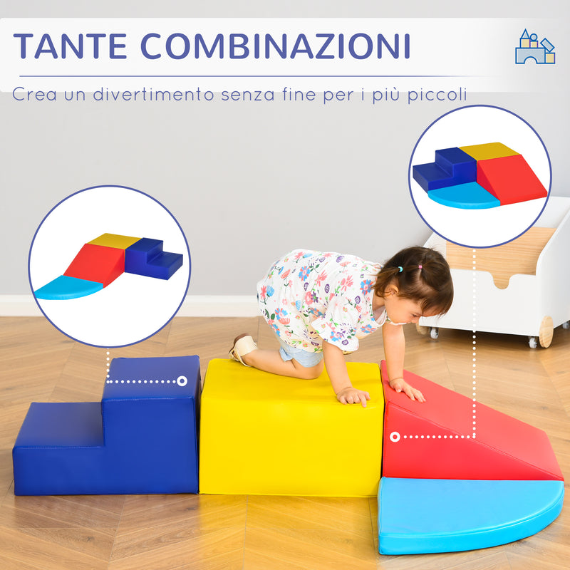 Set 4 Costruzioni Morbide Gioco per Bambini Multicolore-6