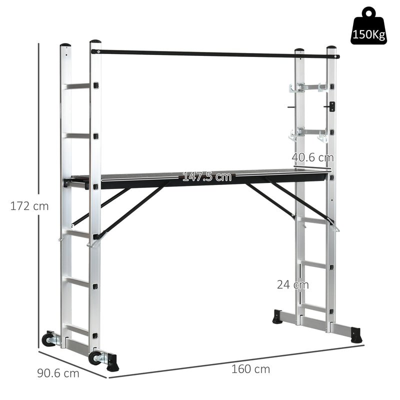 Trabattello Scala 3 in 1 ad Altezza Regolabile Max 150 Kg in Lega di Alluminio-3