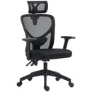 Sedia da Ufficio Ergonomica con Altezza Regolabile Supporto Lombare e Poggiatesta 66x61x106-116 cm  Nero-1