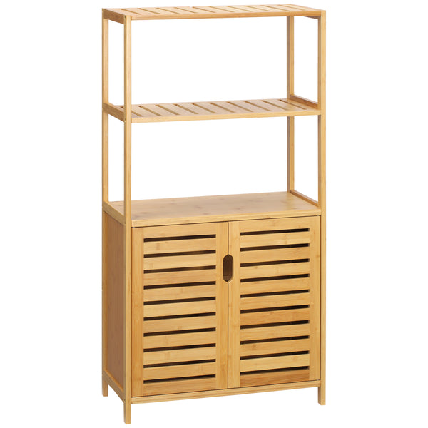 sconto Badezimmerschrank 2 Regale 2 Türen 60x30x120 cm in Bambus