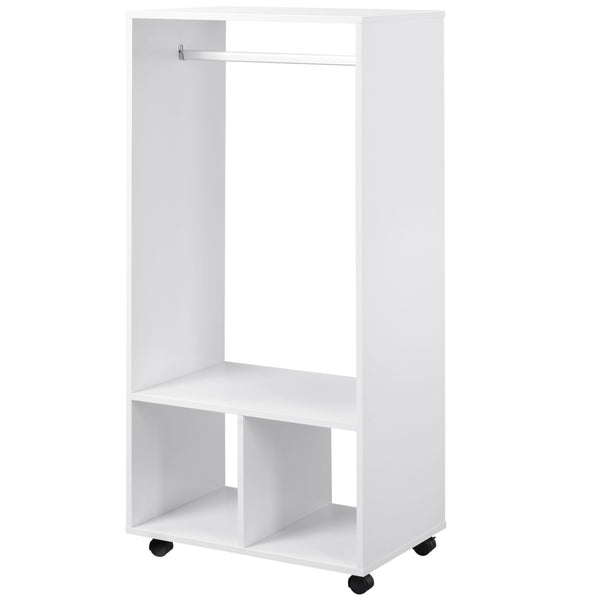 acquista Mobile Appendiabiti con Barra in Alluminio e 2 Ripiani Aperti 60x40x128 cm in Truciolato Bianco