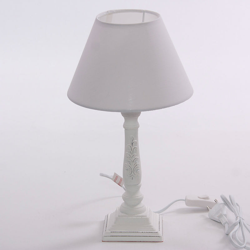 Lampada da Tavolo Ø20xH28 cm in MDF Design Shabby Bianca-1