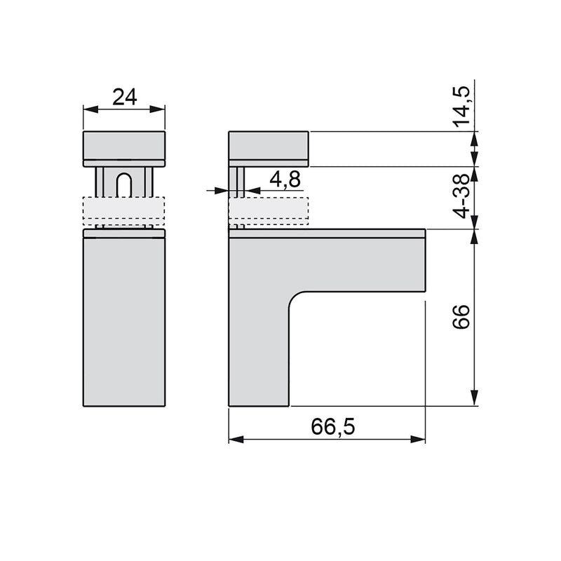 Supporto Squad 2 per Mensola in Legno o Vetro Verniciato Alluminio Tecnoplastica e Zama Emuca-2