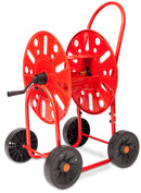 Carrello Avvolgitubo Manuale con Ruote 80 mt Tubo Ø3/4” in Acciaio Verniciato Rosso-1