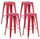 Set 4 Sgabelli da Bar Alto in Metallo Victoria Rosso