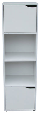 Libreria 2 Ripiani 2 Ante 30x29x120 cm in Legno Bianco-1