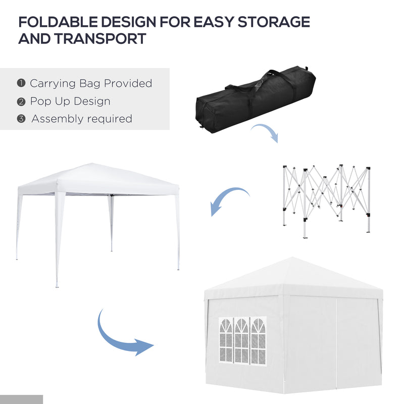 Gazebo Pieghevole 3x3m in Acciaio e tessuto Oxford Bianco-6