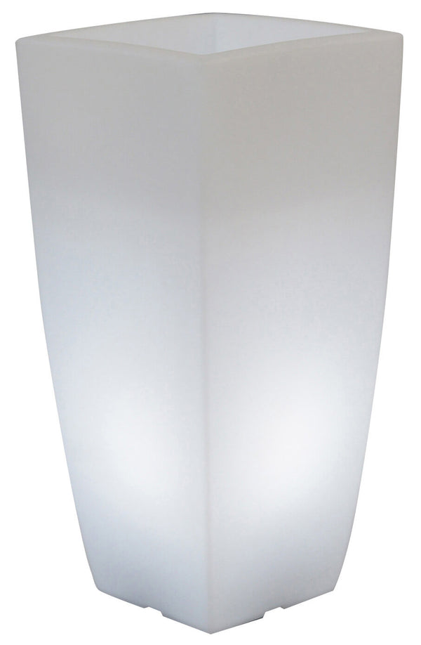 Leuchtende quadratische Vase 40 x 40 x 90 cm aus eisweißem Bauer-Harz prezzo