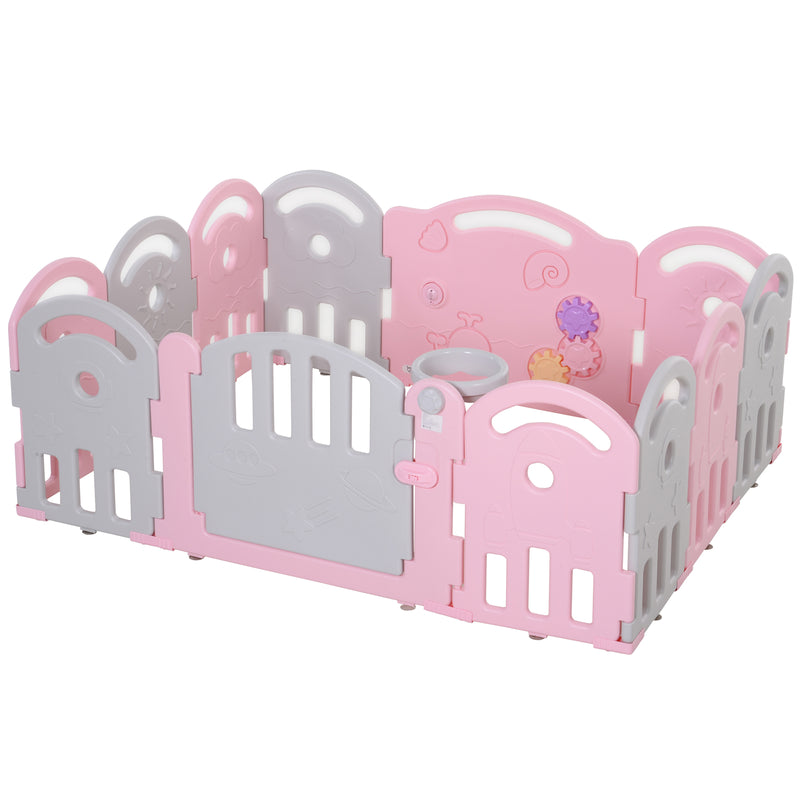 Box Recinto Attività per Bambini 162x122x63 cm  Grigio e Rosa-1