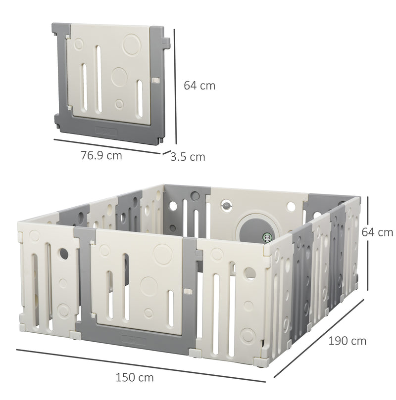 Box Recinto Attività per Bambini 190x150x64 cm  Grigio e Bianco-8