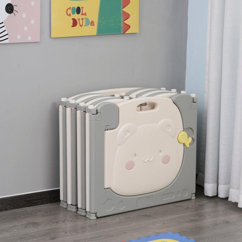 Box Recinto Attività per Bambini 160x152x62 cm  Grigio e Bianco-5