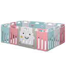 Box Recinto Attività per Bambini 149x155x64 cm in Plastica  Azzurro Bianco e Rosa-1