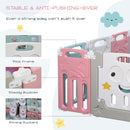 Box Recinto Attività per Bambini 149x155x64 cm in Plastica  Azzurro Bianco e Rosa-8