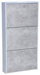 Mobile Scarpiera 3 Ante 60x14,5x116 cm in Legno Truciolare Bianco e Cemento-2