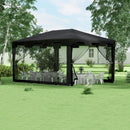 Gazebo  Pieghevole con Zanzariera e 2 Ingressi 4x3m in Metallo e PE Grigio Scuro-2