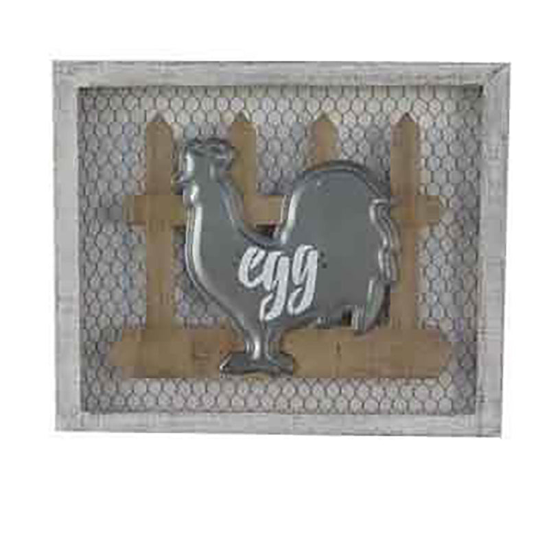 Quadro in legno in metallo gallina egg cm 46x38x3-1