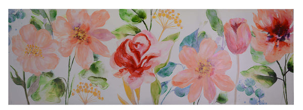 online Gemaltes Gemälde rosa Blumen 50x150x3 cm