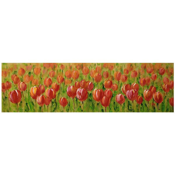 acquista Rechteckiges gemaltes rotes Blumenbild 50x150x3cm