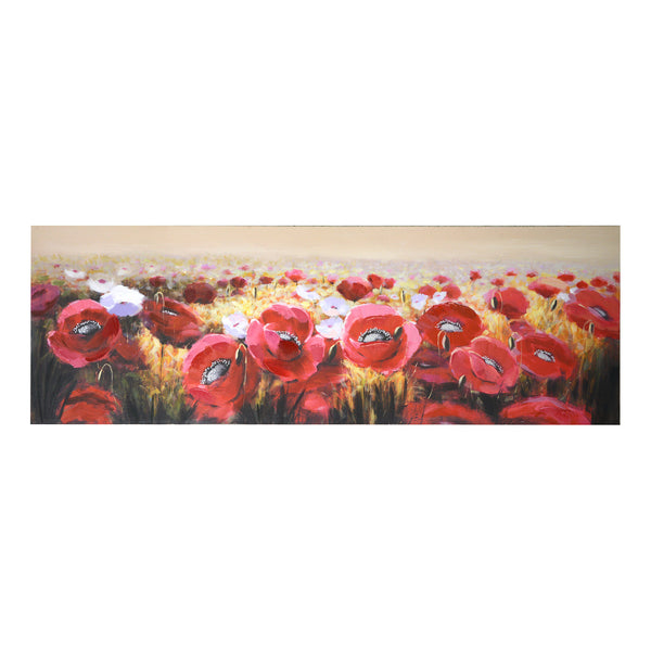 Gemaltes Gemälde Mohn und weiße Blumen 50x150x4 cm prezzo