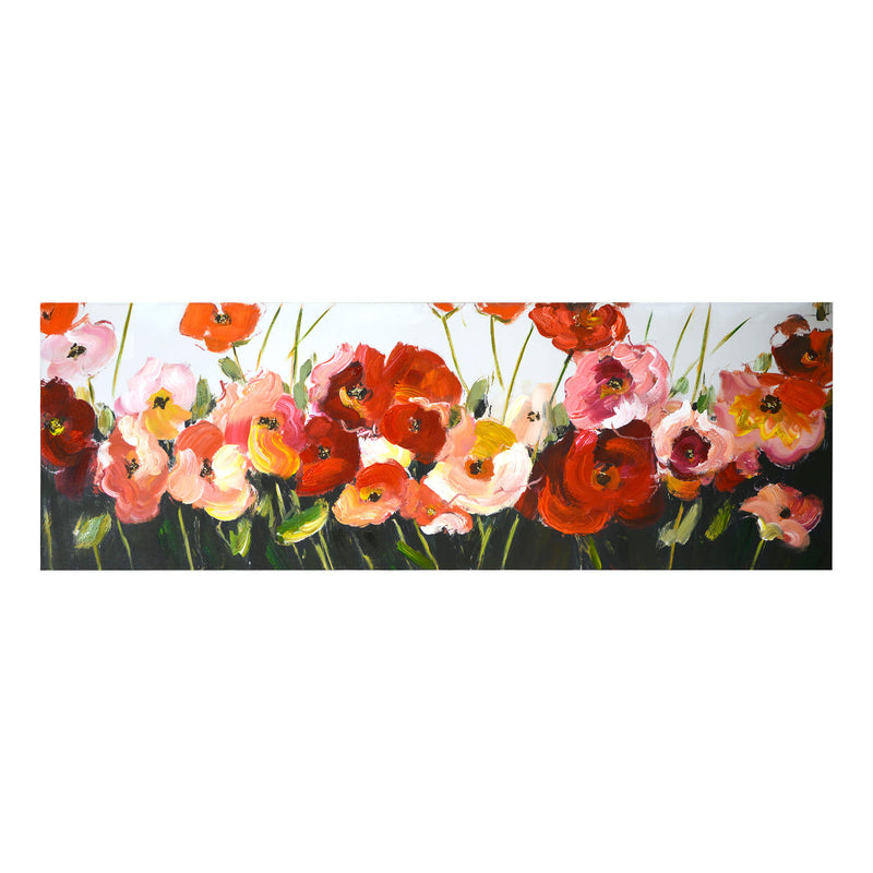 Quadro dipinto fiori cm 50x150x4-1