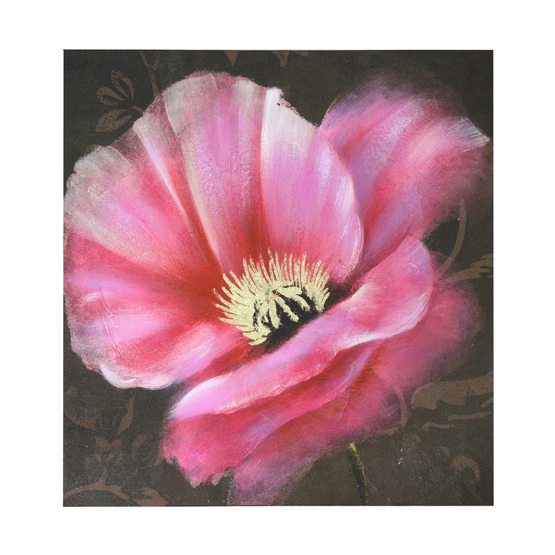 Quadro dipinto fiore rosa cm 80x80x4-1