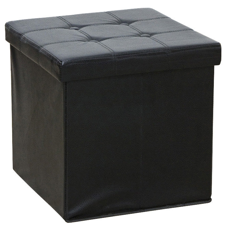 Pouf Contenitore 38x38x38 cm in Similpelle Bauer Storage Nero-1