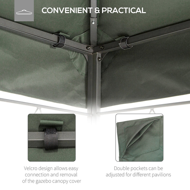 Copertura per Gazebo  a 2 Livelli  con Cinghie e 10 Fori di Drenaggio 4x3m in Poliestere Grigio Scuro-6