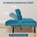 Divano Letto 3 Posti Matrimoniale 178x87x81 cm  in Tessuto Effetto Velluto Verde-4