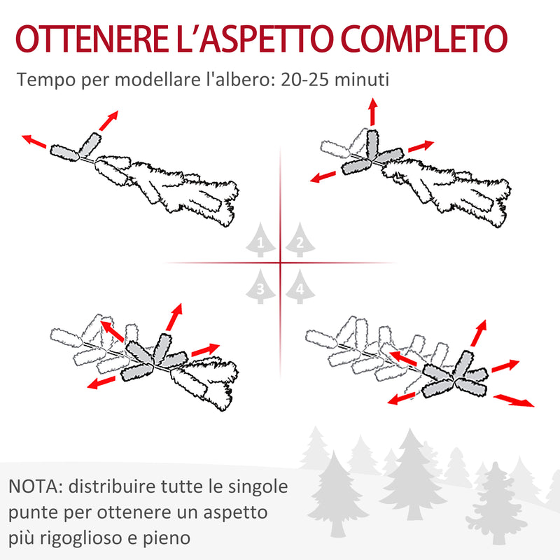 Albero di Natale Artificiale H180 cm 782 Rami con Decori e Base in Metallo Verde-5