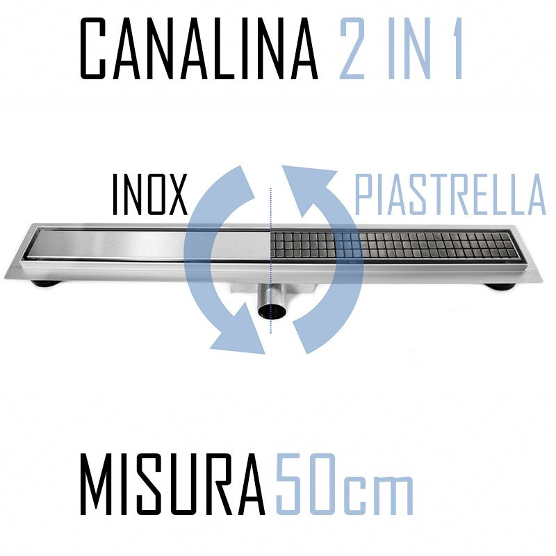 Canalina di Scarico Piastrellabile in Acciaio Inox a Pavimento Bonussi Varie Misure-4