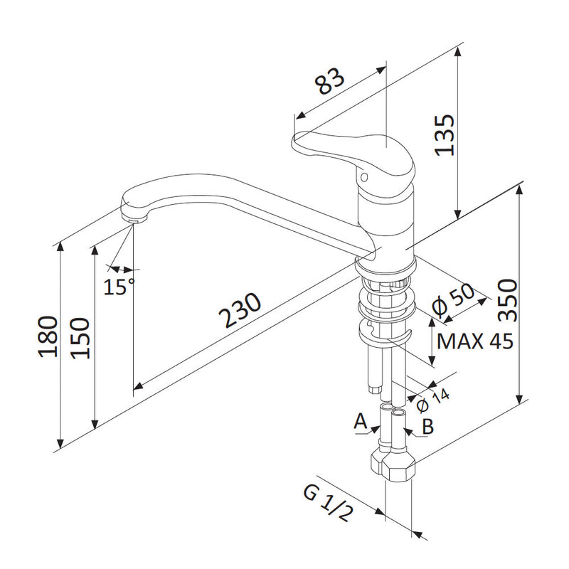 Rubinetto Miscelatore Monocomando Girevole Lavello in Ottone Mariani Epic Cromato-2