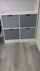 Bücherregal 4 Schubladen 3 Regale 76 x 30 x 173 cm aus MDF und weißer und grauer Spanplatte