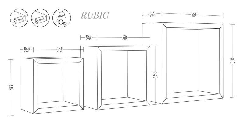 Set 3 Mensole da Parete Cubo in Fibra di Legno Rubic Wengè-6