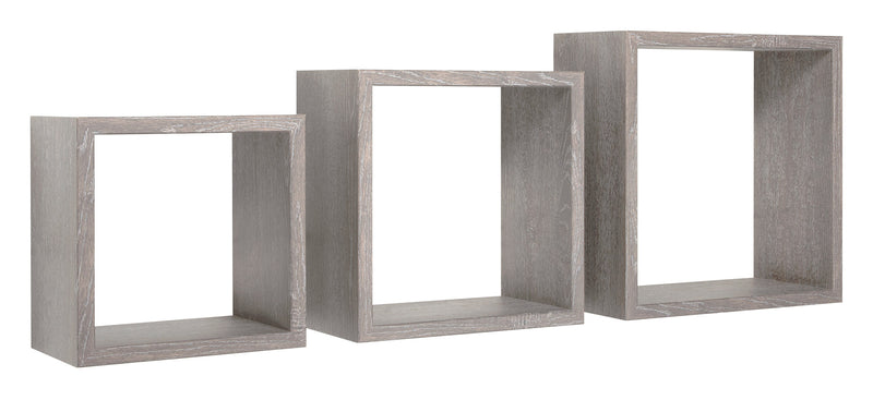 Set 3 Mensole da Parete Cubo in Fibra di Legno Incubo Rovere Grigio New-1