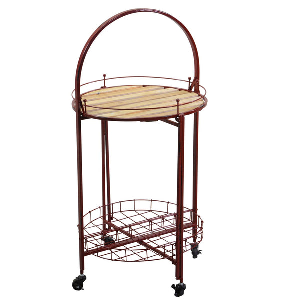 acquista Carrello Portavivande Richiudibile da Cucina Ø49xh67/98 cm con Ruote in Metallo Rosso