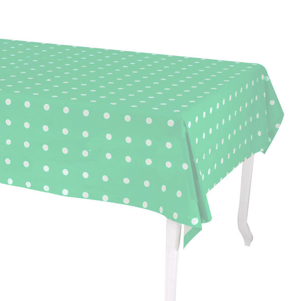 Tovaglia Rettangolare 140x240 cm in Cotone 180 GSM Pop Pois Verde Acqua sconto