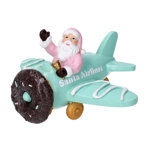 Aeroplano resina con babbo natale cm 17x14xh9 sconto