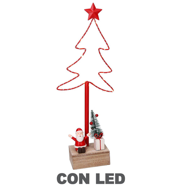 prezzo Albero metallo led con babbo natale rosso cm 7x15xh39