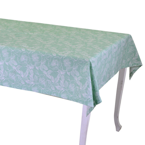 online Tovaglia Rettangolare 140x240 cm in Cotone 180 GSM Tessuto Wild Rose Verde Acqua