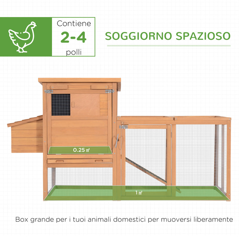 Pollaio Gabbia per Galline da Esterno con Zona di Corsa e Nido in Legno 190x81x103 cm -4