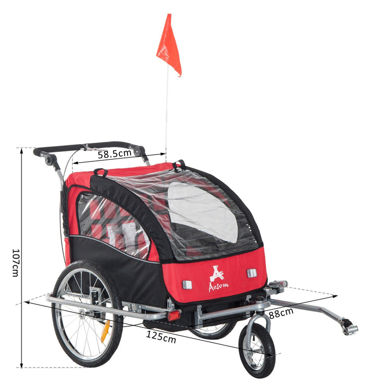 Carrello per Bici e Passeggino 2 in 1 Rosso e Nero -3