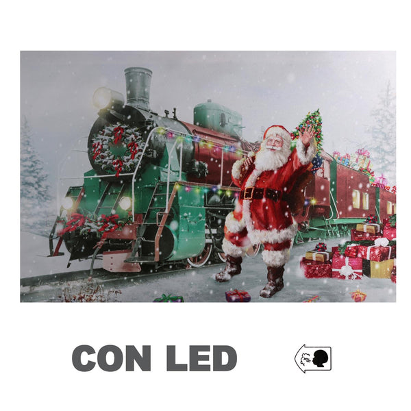 Quadro legno led babbo natale rettangolare cm 60x40x1,8 prezzo