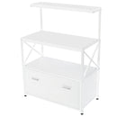 Mobile Multiuso per Stampante 3 Ripiani e 1 Cassetto 80x40x110 cm in MDF Bianco-5