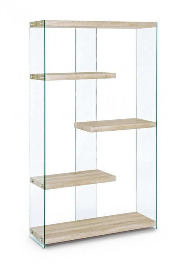 sconto Bücherregal Eiche Sury 91,5x30 H160 aus Glas