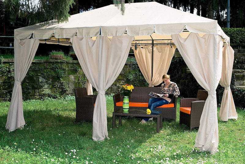 Gazebo da Giardino in Acciaio 3x4m Bauer Armonia Ecrù-5