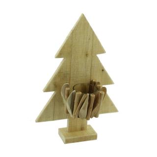 Portacandele legno albero 1p cm 25x7,5xh38-1