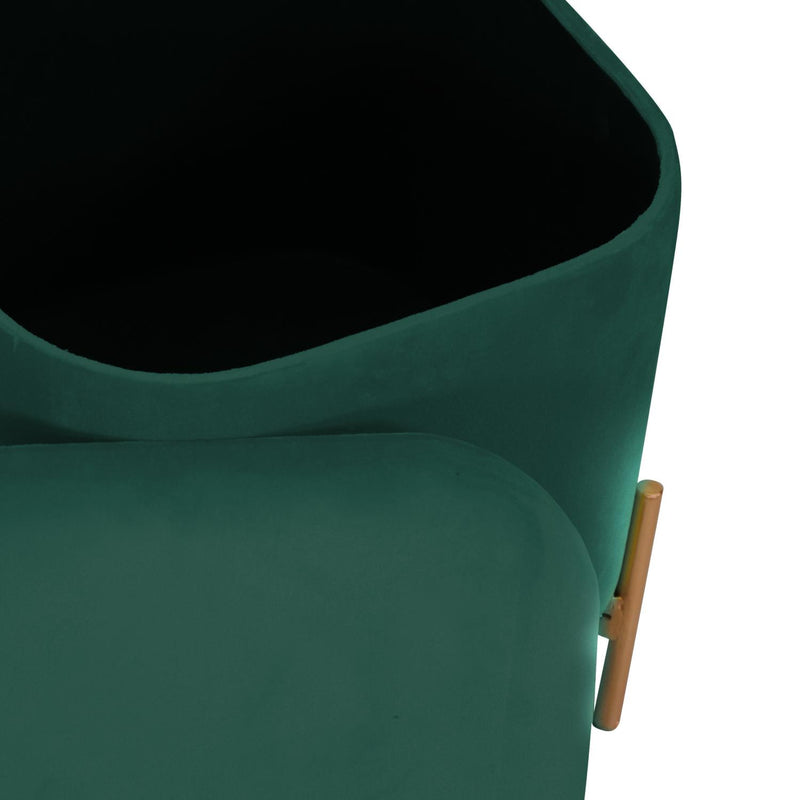 Pouf Contenitore 38x38xh45 cm in Tessuto Velluto Verde Salvia-5