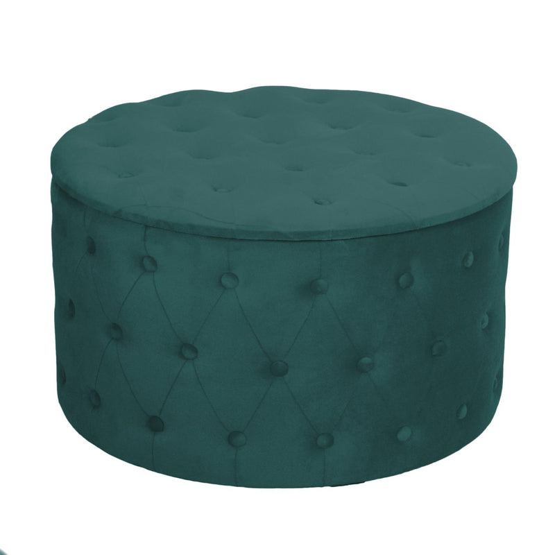 Set 2 Pouf Contenitore Ø50 cm e Ø70 cm in Tessuto Velluto Verde Salvia-5