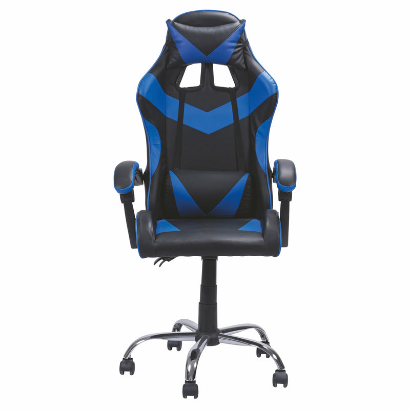 Sedia da Gaming 61x56x123 cm in Similpelle Nera e Blu-2