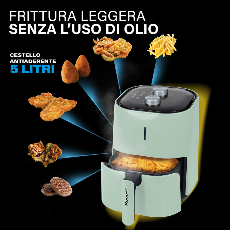 Friggitrice Elettrica ad Aria 1400W 4,8 Litri Kooper Dorè Salvia-8